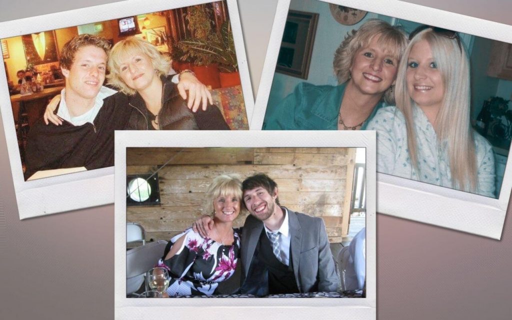 Mary with her adult children, showcasing close bond.